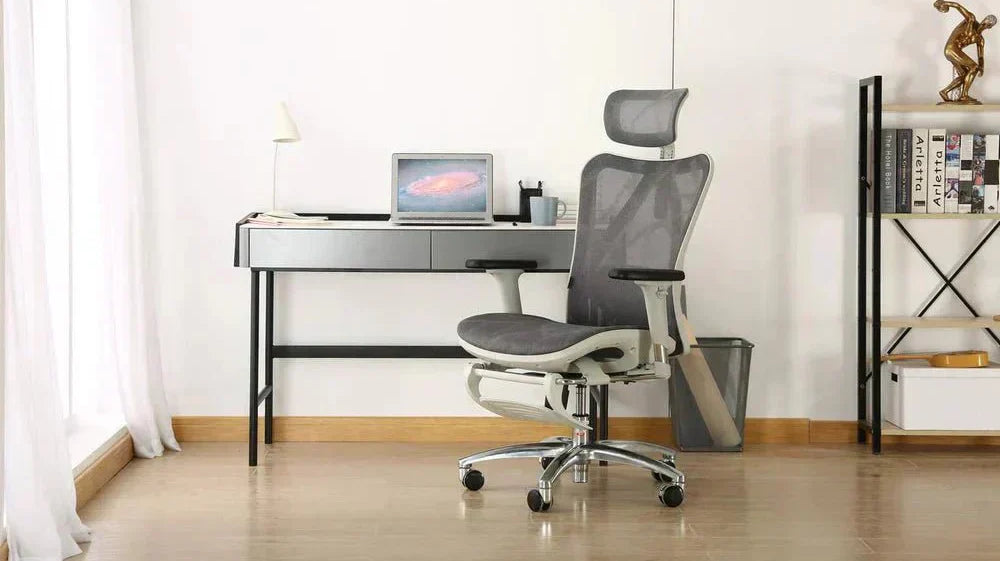 An ergonomic office chair positioned inside a modern workspace, emphasizing comfort, proper posture, and professional design.
