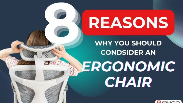 Back view of an ergonomic office chair with overlaid text that reads “8 Reasons Why You Should Consider an Ergonomic Chair – SIHOO Australia.