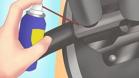 Illustration showing steps on how to fix a squeaky office chair.