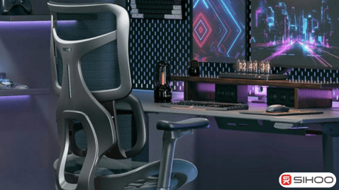An ergonomic chair in a gaming room setup, highlighting the best ergonomic setup for gamer comfort, posture support, and enhanced gaming performance.