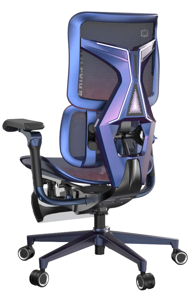 Semi-side back left view of an Xallking X3Pro ergonomic gaming chair in Australia on a transparent background