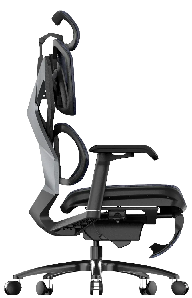 Right side view of black XALLKING X5S ergonomic gaming chair showcasing ergonomic support and sleek design.