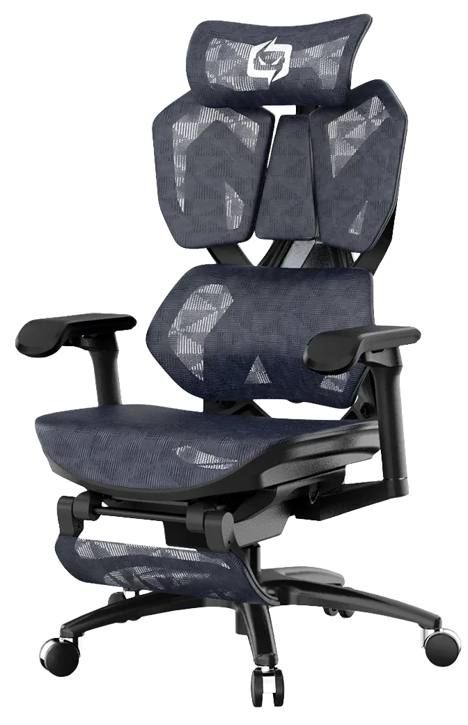 Semi front-left view of black XALLKING X5S ergonomic gaming chair showcasing ergonomic design and premium comfort.