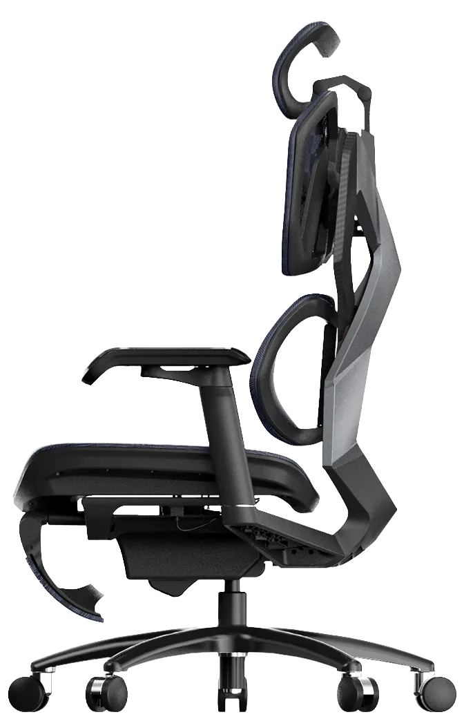 Left side view of black XALLKING X5S ergonomic gaming chair highlighting ergonomic comfort and modern design.