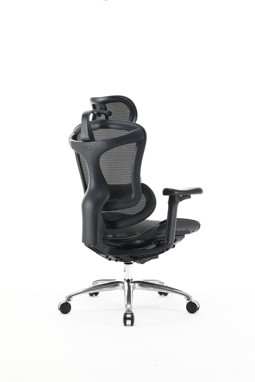 Semi back-right view of black Sihoo Doro C100 ergonomic chair in Australia highlighting mesh backrest and ergonomic support frame