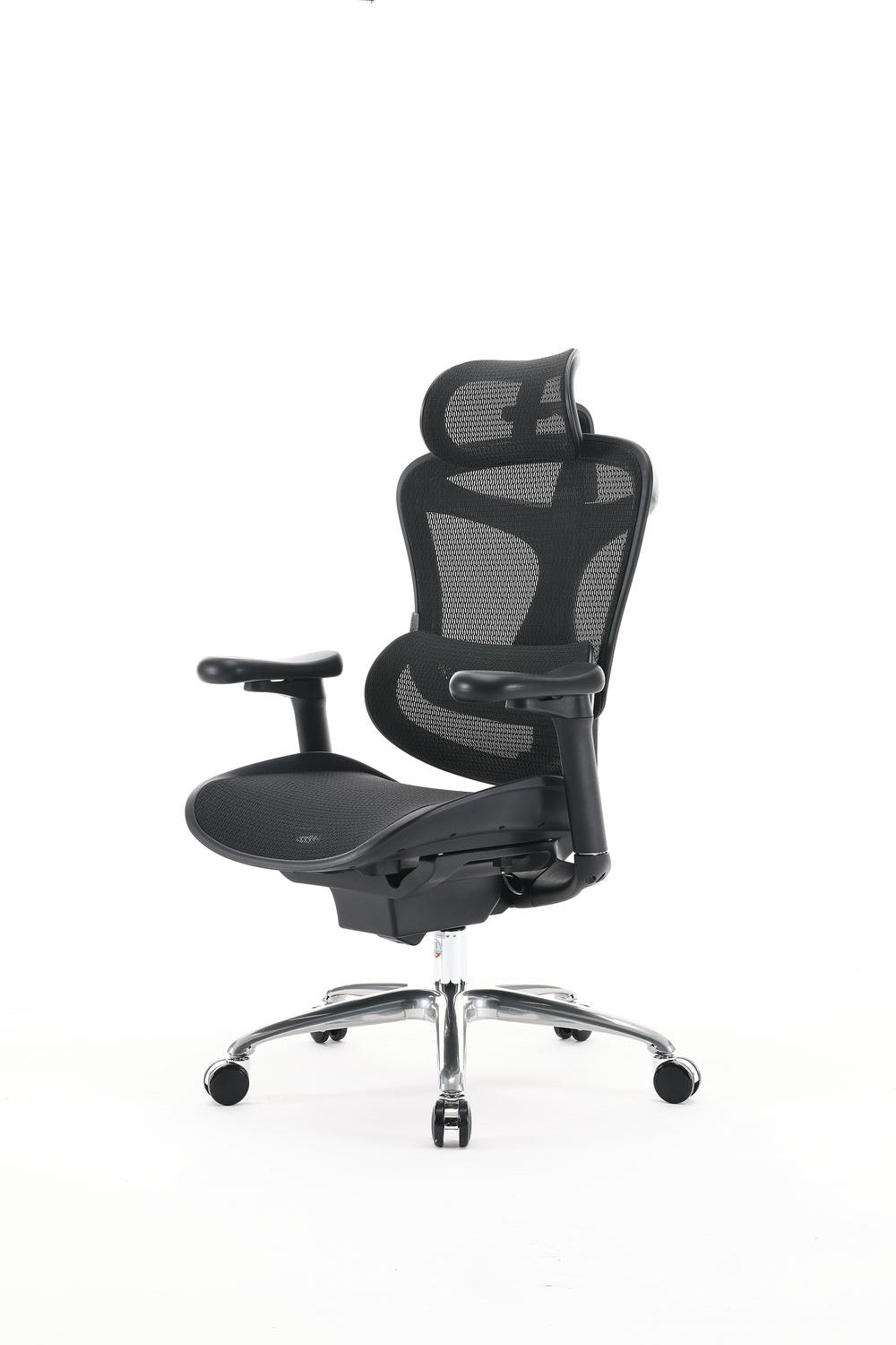 Semi front-left view of black Sihoo Doro C100 ergonomic chair in Australia showcasing ergonomic design and modern frame.