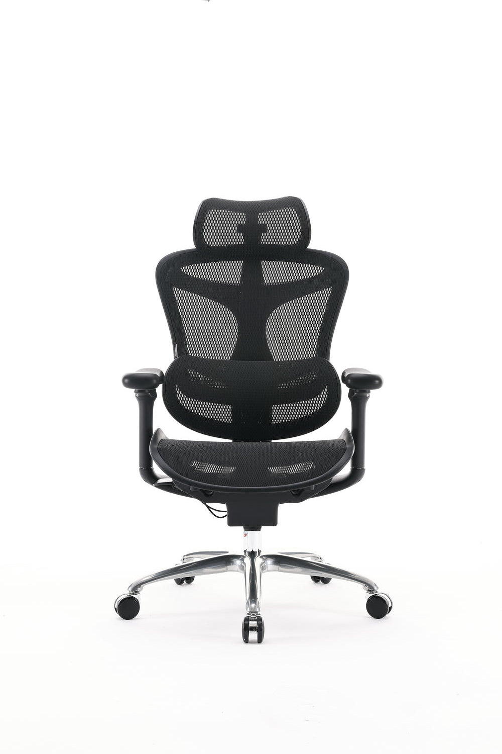 Front view of black Sihoo Doro C100 ergonomic chair in Australia highlighting sleek design and ergonomic support.