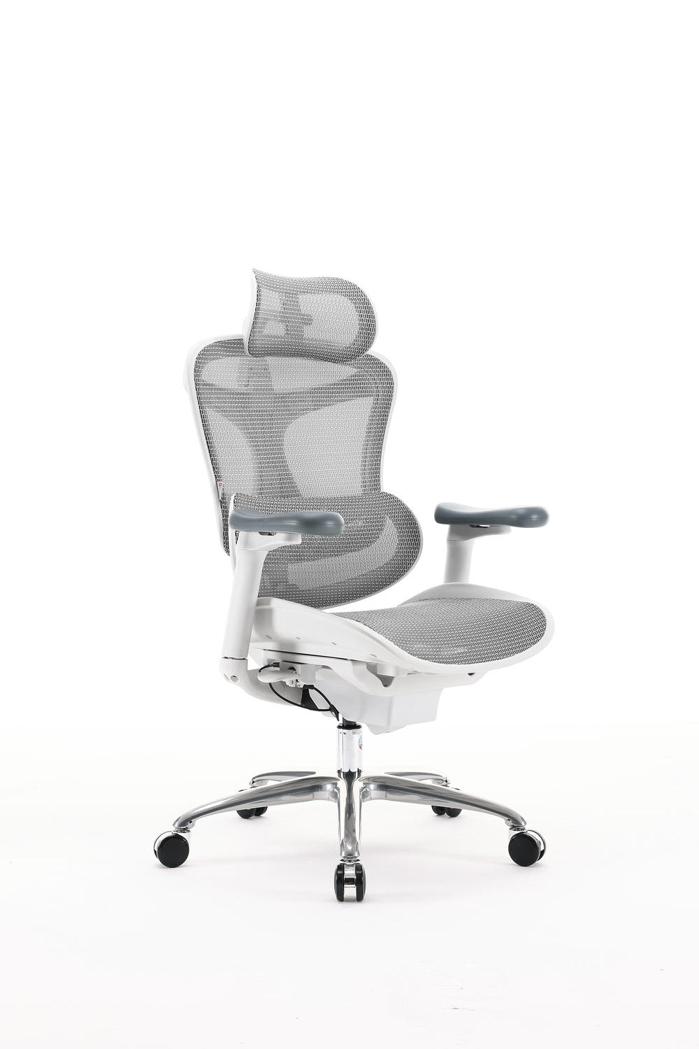 Semi front right side angle of white sihoo doro c100 ergonomic chair in australia on a clean white background.