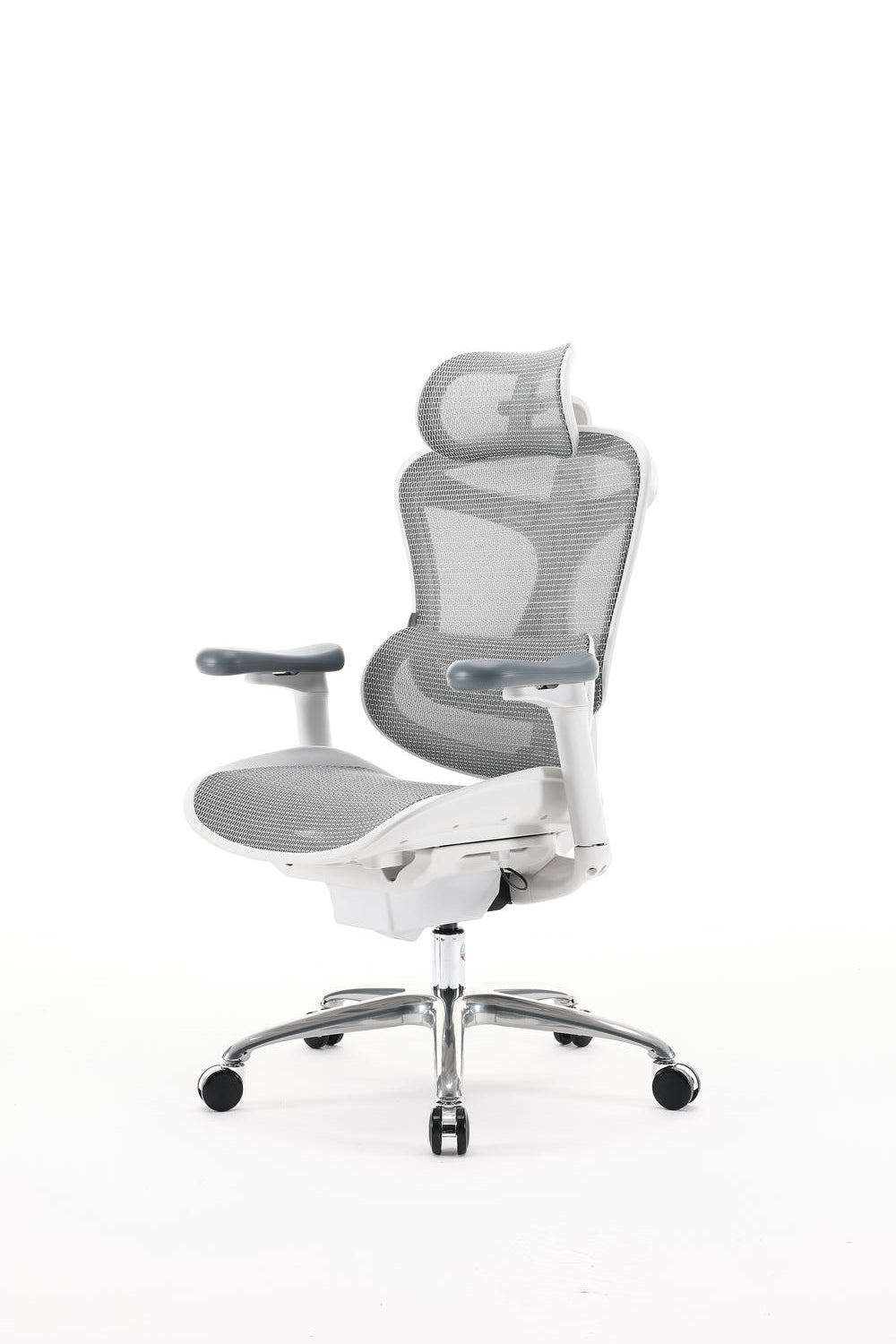 Product view of white sihoo doro c100 ergonomic chair in australia from a semi front left side angle.