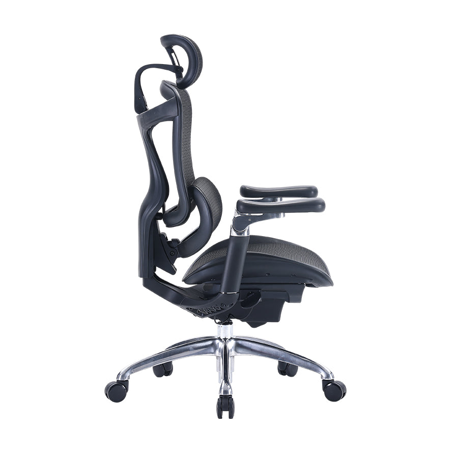 Right view of black Sihoo Doro C300 ergonomic chair in Australia showcasing ergonomic design and supportive backrest.