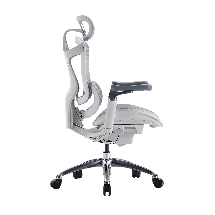 Right view of white Sihoo Doro C300 ergonomic chair in Australia showing sleek frame and ergonomic back support.