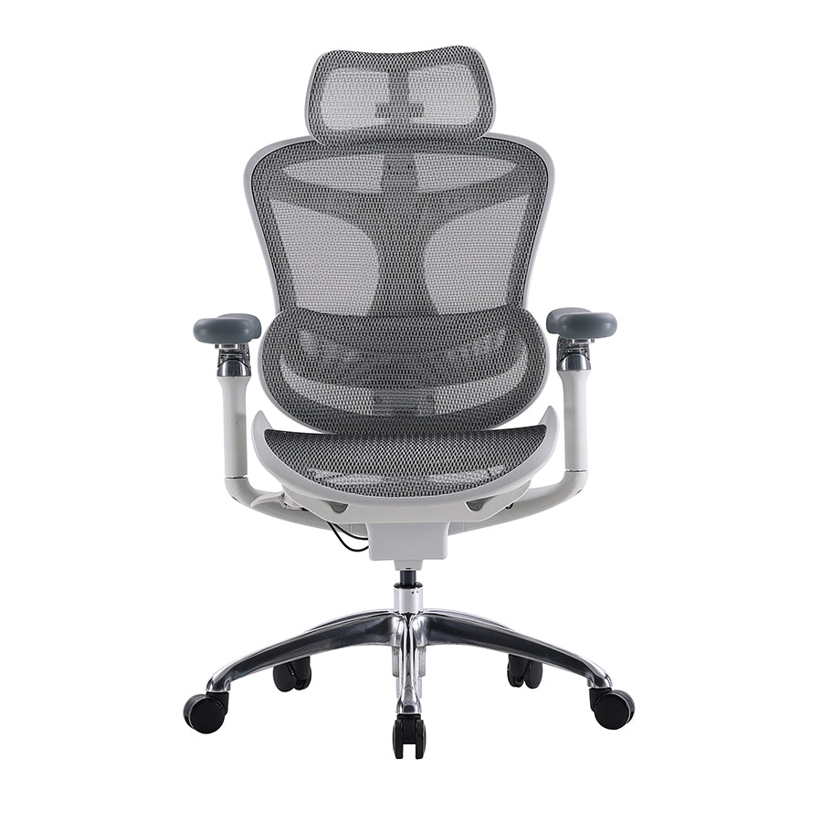 Front view of white Sihoo Doro C300 ergonomic chair in Australia highlighting sleek design and ergonomic support.