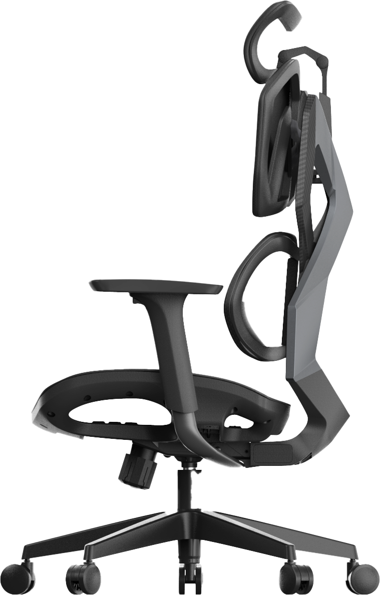 Left side view of black XALLKING X5C ergonomic gaming chair showcasing ergonomic support and premium design.
