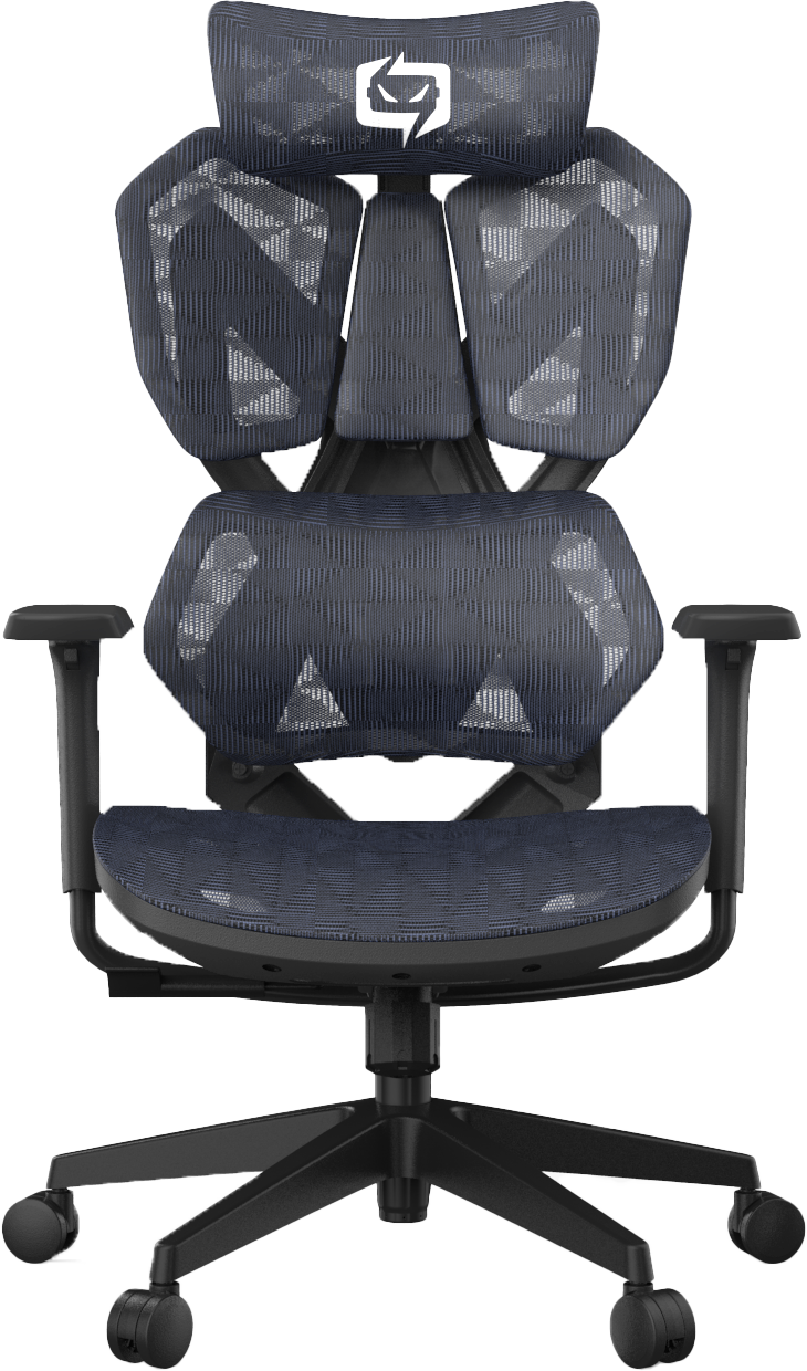 Front view of black XALLKING X5C ergonomic gaming chair highlighting adjustable features and ergonomic comfort.