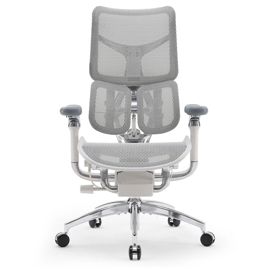 Front angle of white Sihoo Doro S300 ergonomic chair in Australia without footrest on white background for premium office comfort