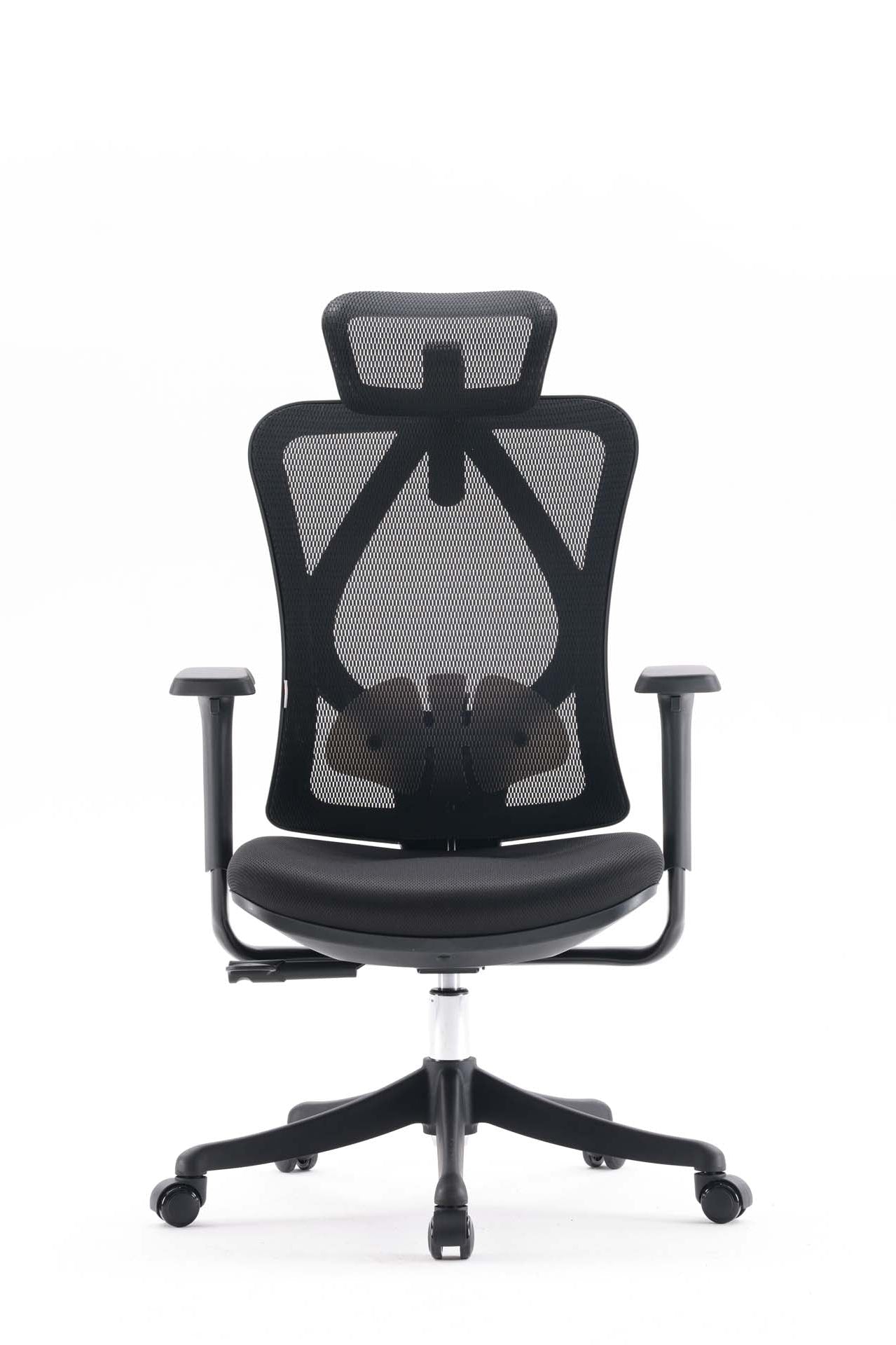 Front view of an M18 Pro ergonomic chair in Australia on a white background, showcasing its ergonomic design and adjustable features.