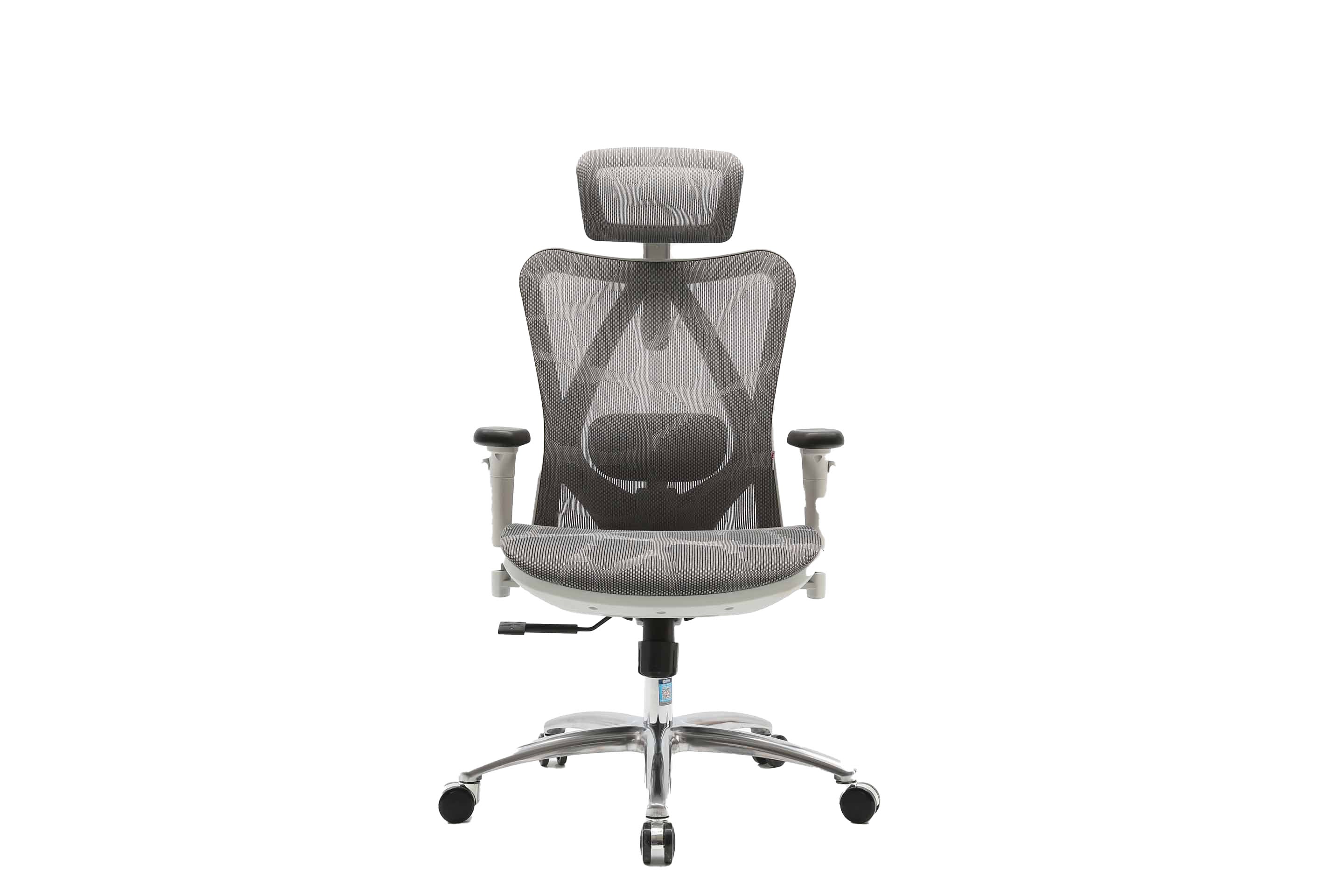 Front view of white Sihoo M57 ergonomic chair in Australia on a white background highlighting its clean ergonomic design