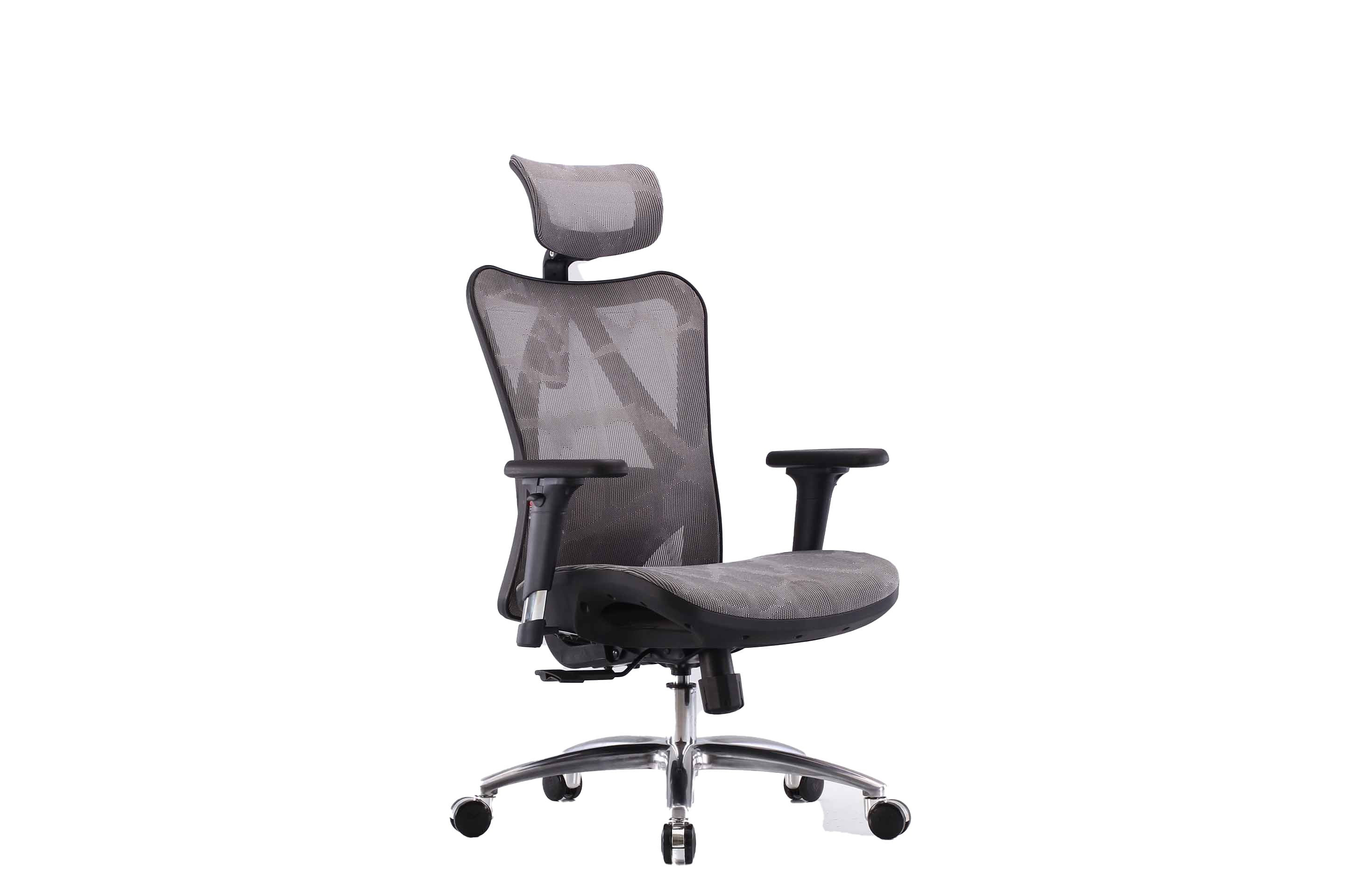 Angled front-right view of black Sihoo M57 ergonomic chair in Australia on a white background highlighting its ergonomic structure