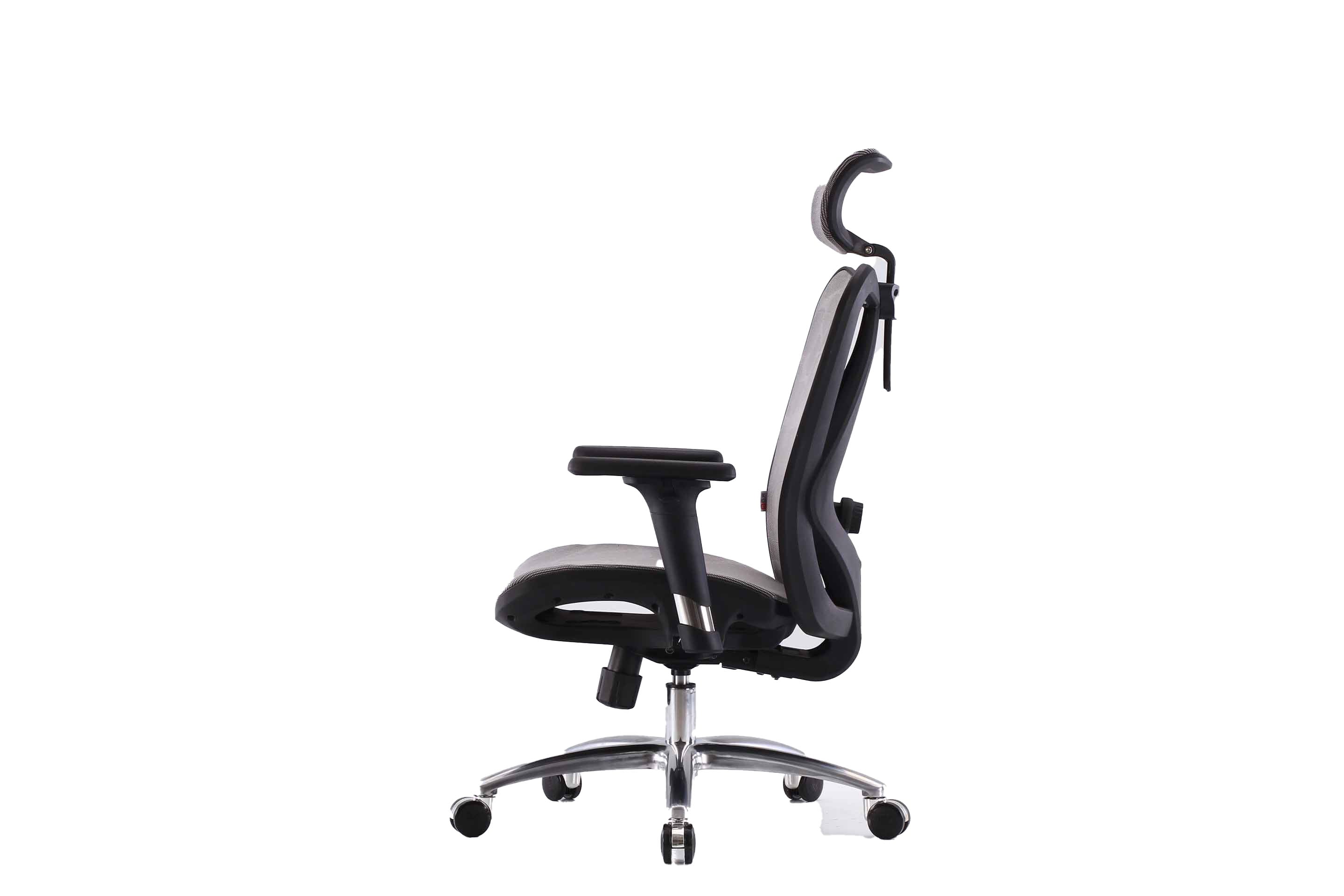 Left-side view of black Sihoo M57 ergonomic chair in Australia on a white background highlighting its ergonomic profile