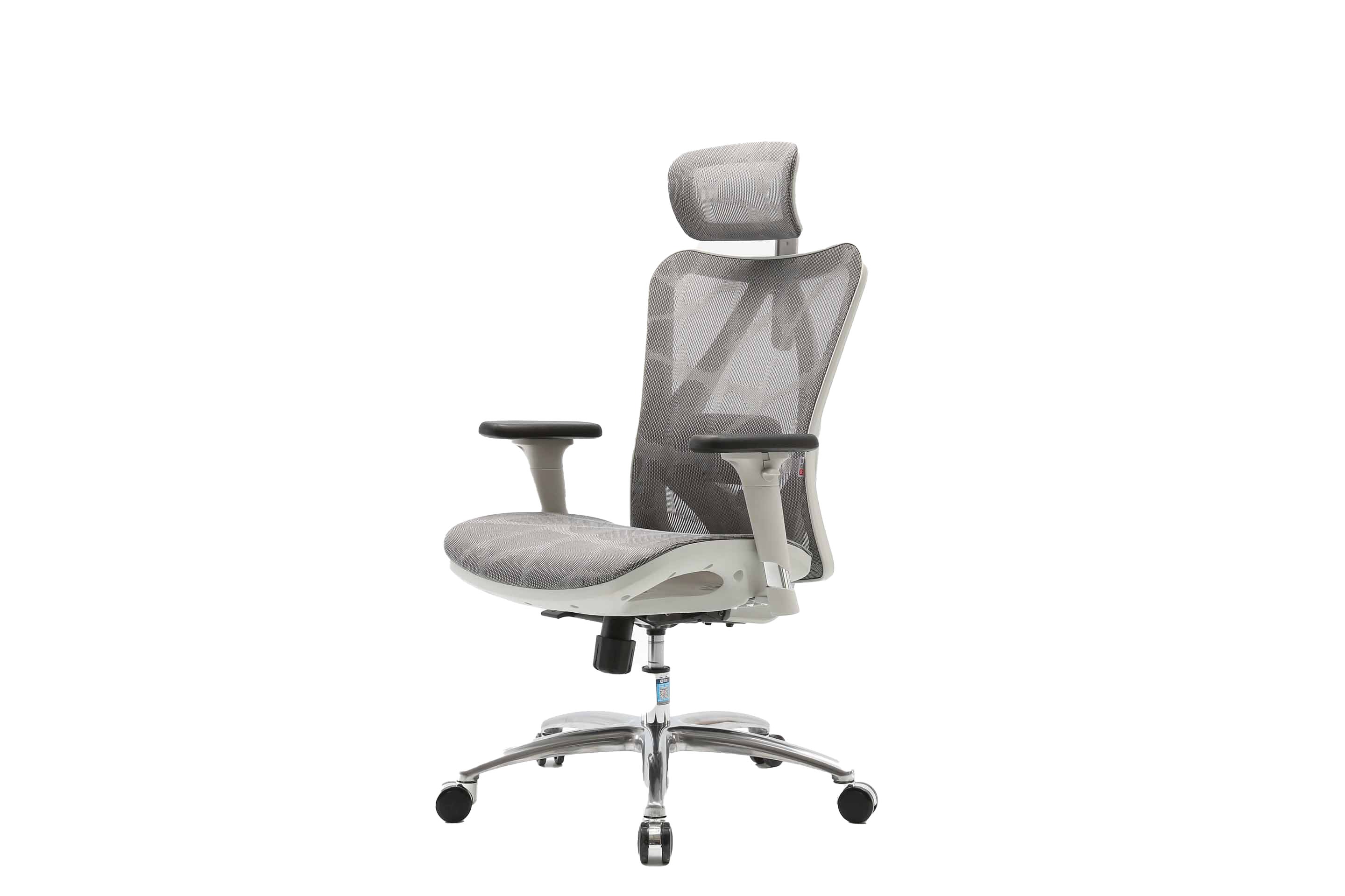 Angled front-left view of white Sihoo M57 ergonomic chair in Australia on a white background showcasing its clean ergonomic design