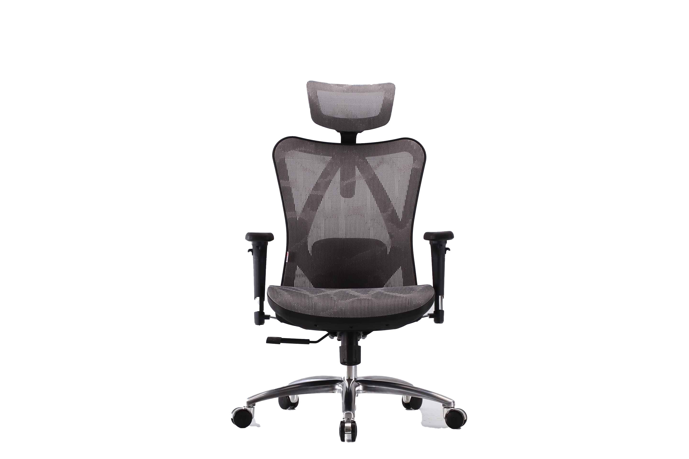 Front view of black Sihoo M57 ergonomic chair in Australia on a white background showing seat, armrests, and headrest