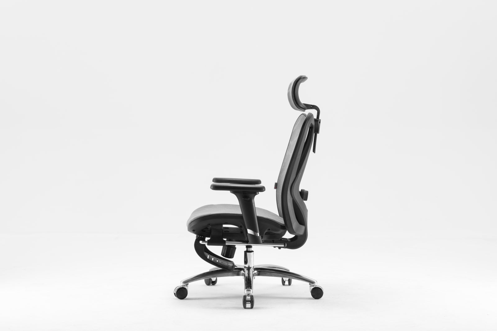 Right-side view of Sihoo M57 ergonomic chair in Australia with built-in extendable footrest on a white background highlighting ergonomic design