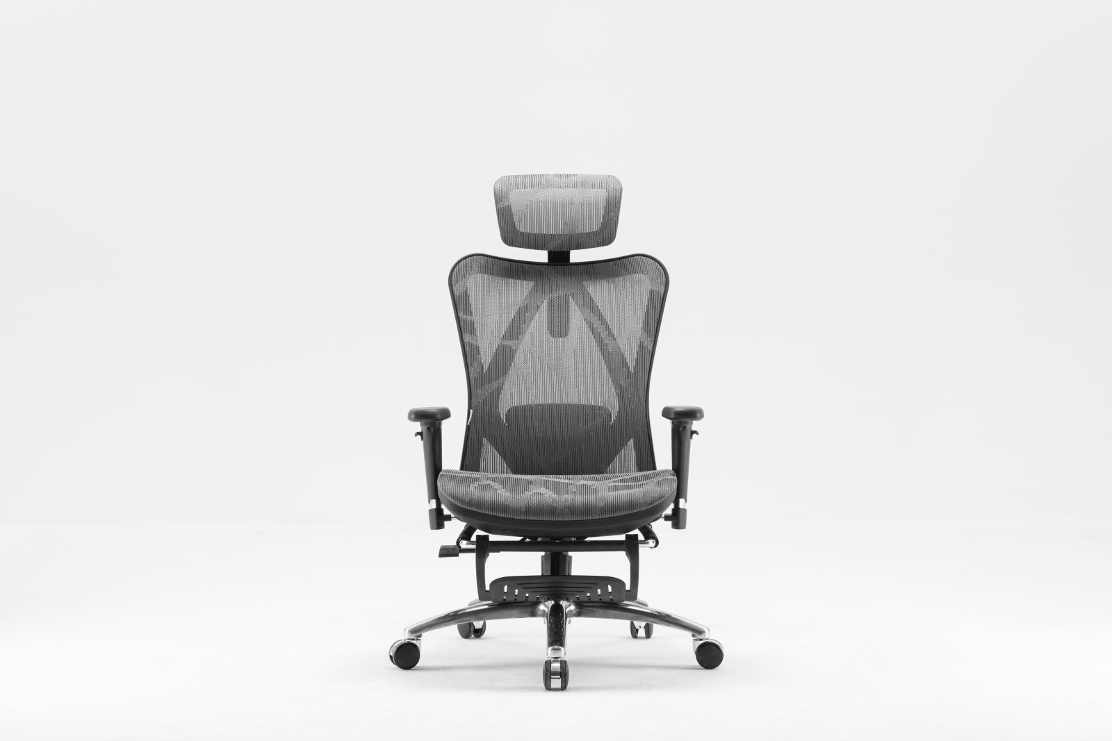 Front view of Sihoo M57 ergonomic chair in Australia with built-in footrest on a white background highlighting ergonomic comfort and support