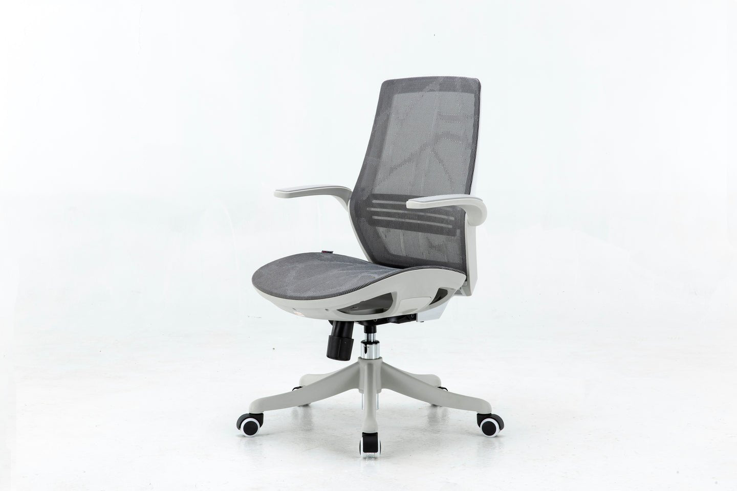 Semi front left view of white Sihoo M59 ergonomic chair in Australia on a white background highlighting mesh back, seat and ergonomic design