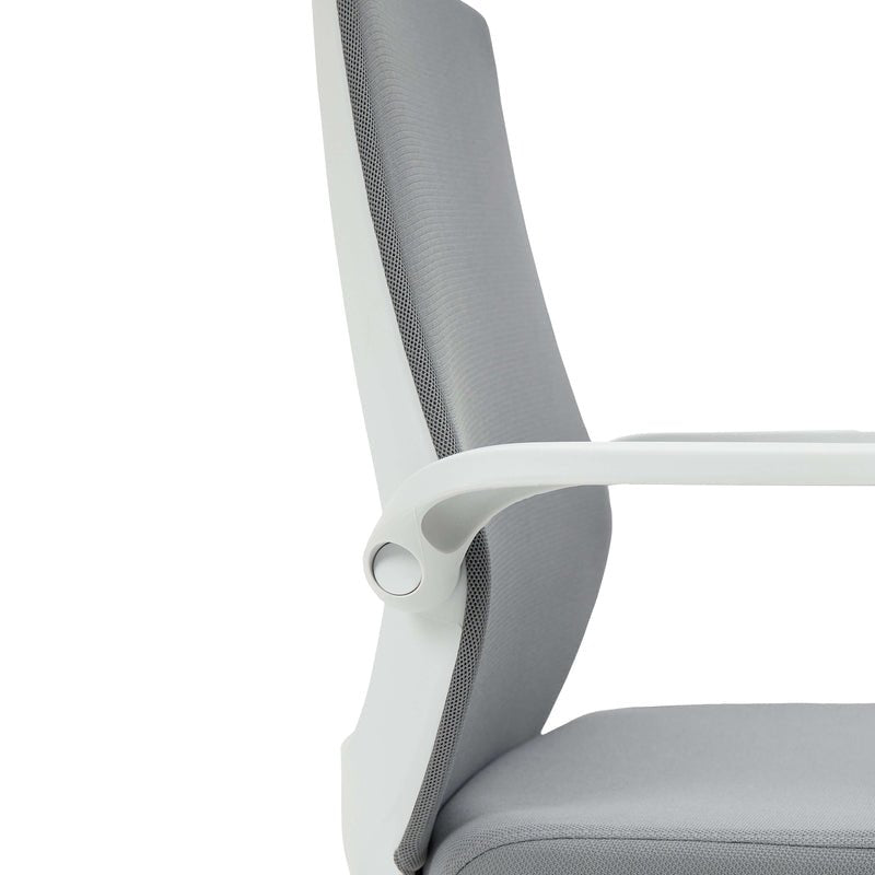 Closer view of the right side of gray Sihoo M76 ergonomic chair in Australia, highlighting adjustable armrests and ergonomic design