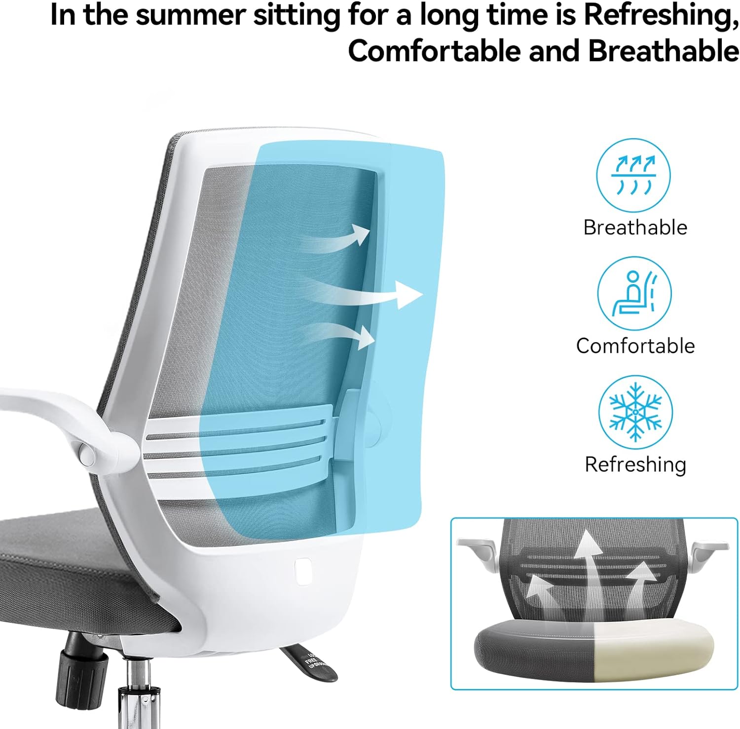Breathable mesh backrest of Sihoo M76 ergonomic chair in Australia keeps you cool and comfortable during long sitting hours