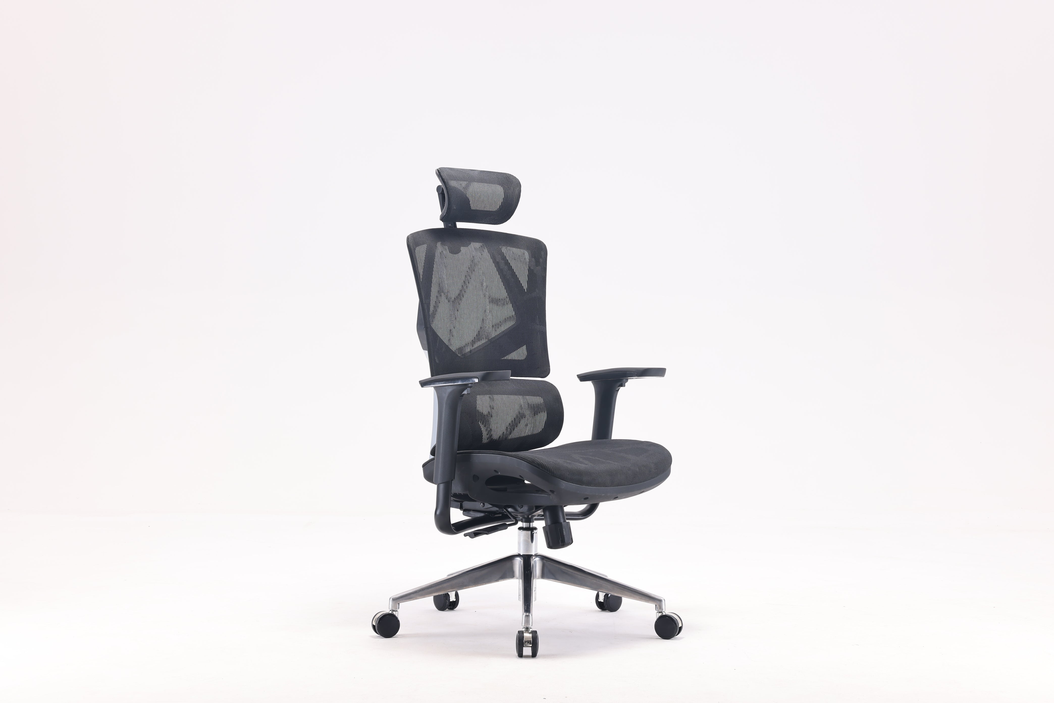 Black Sihoo Vito M90 ergonomic chair in Australia from semi front right view on white background, showcasing ergonomic comfort and posture support