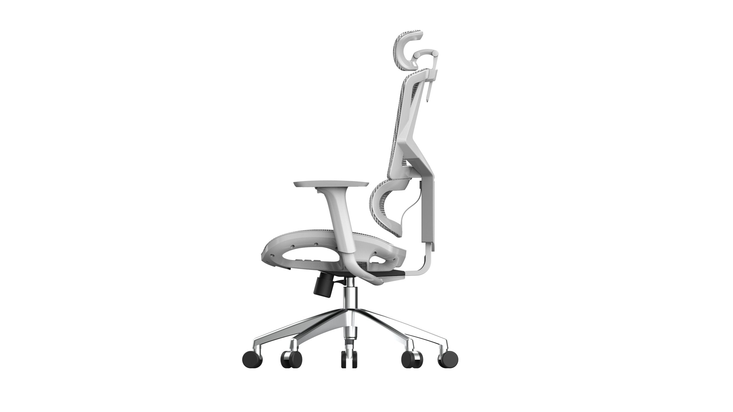Left angle of white Sihoo Vito M90 ergonomic chair in Australia on a white background, showcasing adjustable features and ergonomic design