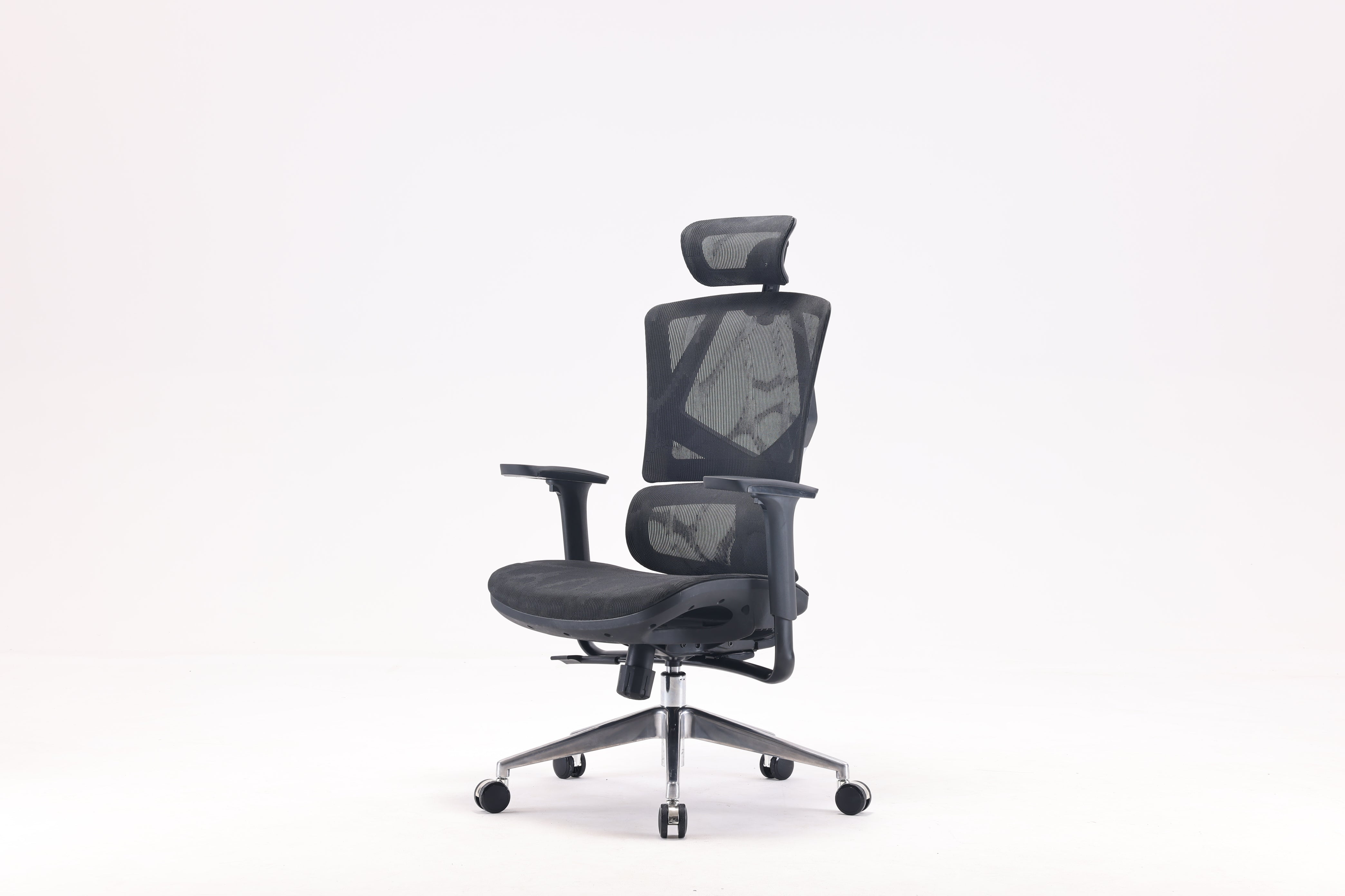 Black Sihoo Vito M90 ergonomic chair in Australia from semi front left view on white background, showcasing ergonomic comfort and posture support