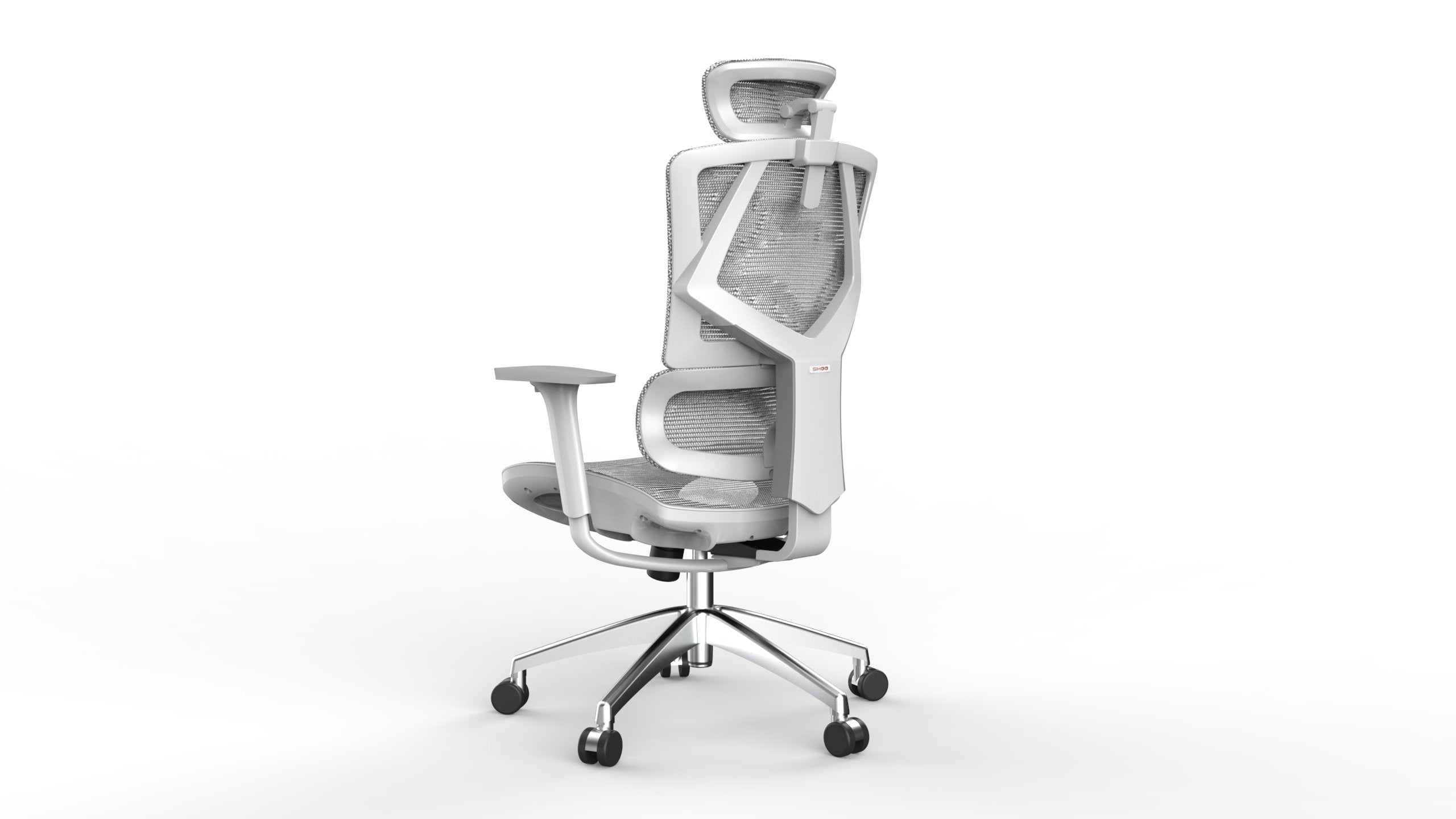 White Sihoo Vito M90 ergonomic chair in Australia from semi back left view on white background, showcasing ergonomic comfort and posture support