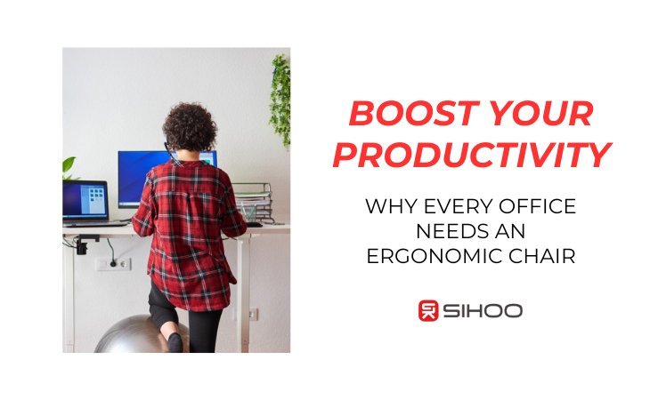 A woman standing while working at her desk, demonstrating how to boost productivity at work through an active and ergonomic workspace setup.