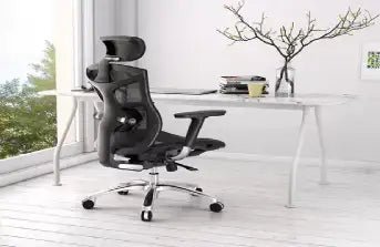 Cosy ergonomic chair placed in a warm and inviting home office corner for comfortable working.
