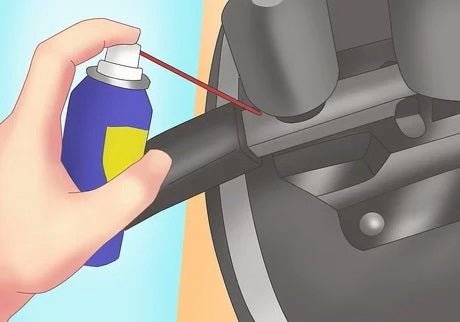 Illustration showing steps on how to fix a squeaky office chair.