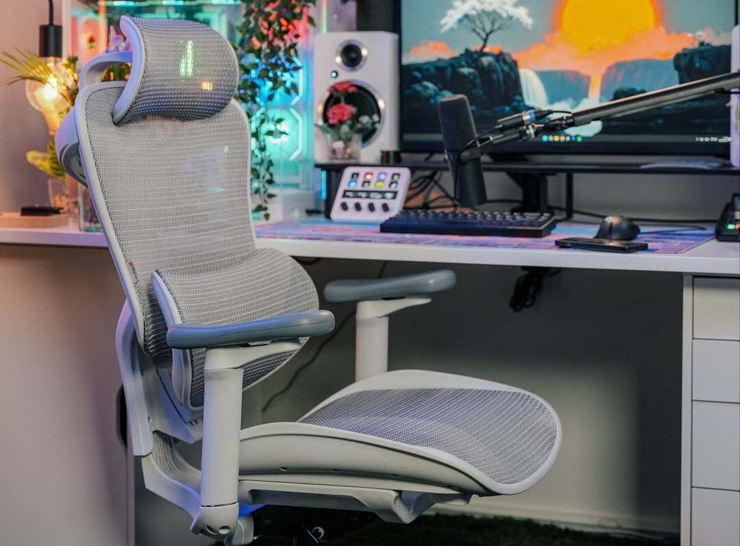 Ergonomic mesh office chair in a modern workspace showing how to make your office chair more comfortable