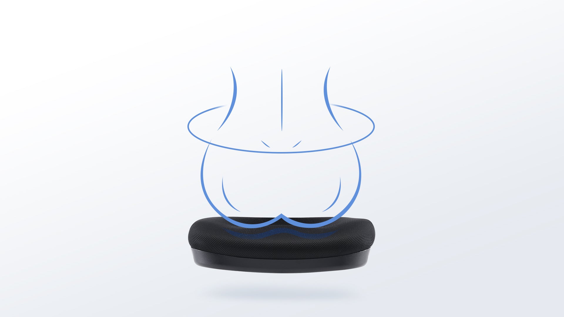 Drawn figure sitting on an ergonomic chair, illustrating posture support for ergonomic chairs in Australia