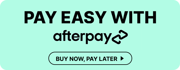 “Pay easy with Afterpay” text on a mint green background, promoting Afterpay payments for SIHOO ergonomic chairs.