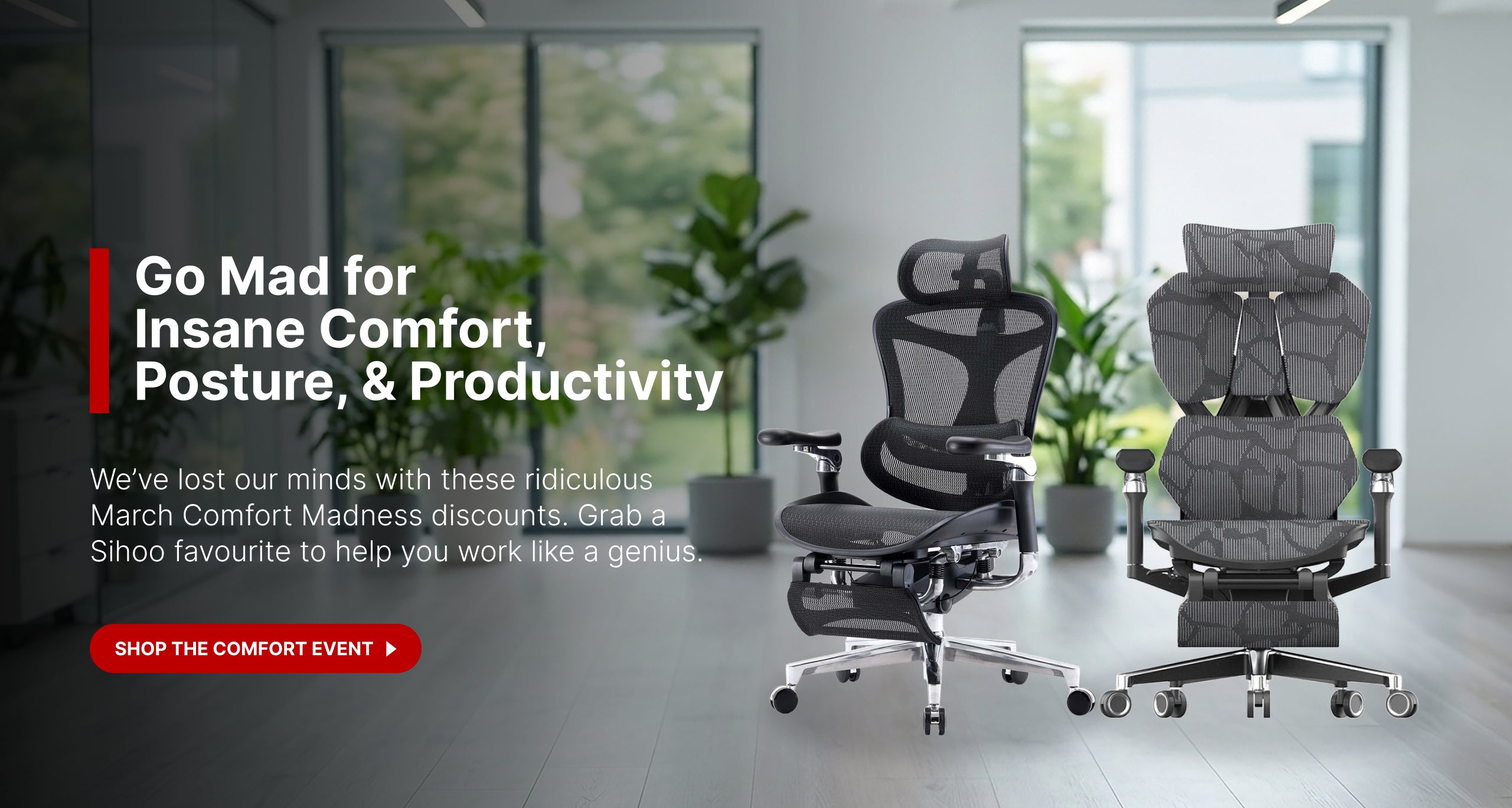 Modern workspace featuring Sihoo ergonomic chairs designed for comfort, posture support, and productivity in Australia.