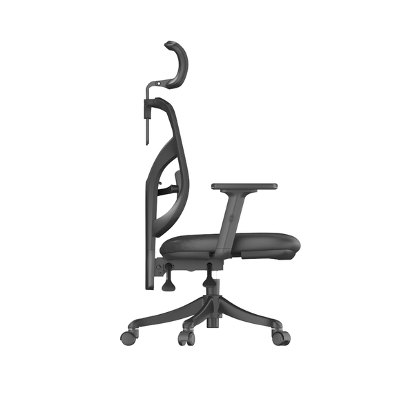 Profile right view of an ergonomic chair on a white background.