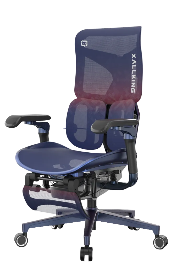 Semi-side front left view of an Xallking X3Pro ergonomic gaming chair in Australia on a transparent background