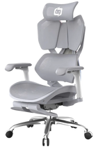 Semi front-left view of Grey XALLKING X5F ergonomic gaming chair highlighting ergonomic comfort and vibrant design.