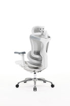 White Sihoo Doro C100 ergonomic chair in Australia shown from a semi back left angle on a white background