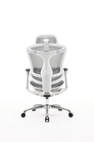 Rear view of white sihoo doro c100 ergonomic chair in australia on a minimal white background