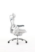 Right side profile of white sihoo doro c100 ergonomic chair in australia on a minimal white background.