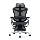 Front view of black Sihoo Doro C500 ergonomic chair in Australia with black frame, mesh back, padded seat, footrest, and adjustable headrest
