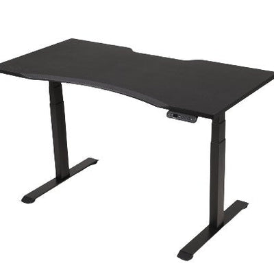 Carbon Fibre Pattern Black Height Adjustable Dual Motor 3 Stage Electric Sit Stand Desk