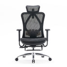 Front view of black Sihoo M57 Pro ergonomic chair in Australia with mesh back, adjustable headrest, and lumbar support on white background